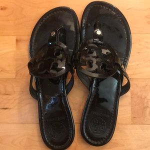 Tory Burch patent leather flip flops
